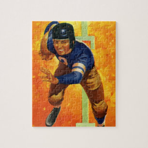 Vintage Sports Football Player Quarterback Running Jigsaw Puzzle