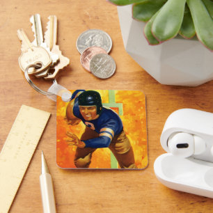 Vintage Sports Football Player Quarterback Running Key Ring