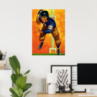 Vintage Sports Football Player Quarterback Running