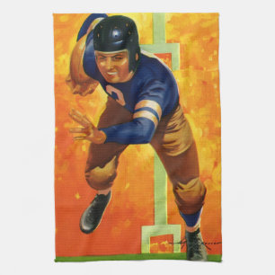Vintage Sports Football Player Quarterback Running Tea Towel