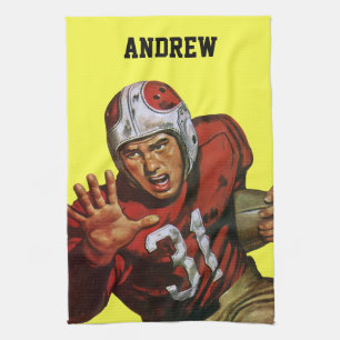 Vintage Sports Football Player Running Back No. 31 Tea Towel