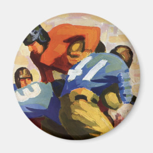 Vintage Sports, Football Players in a Game Magnet