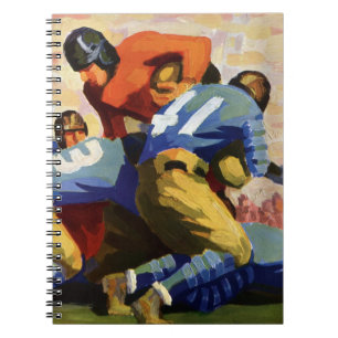 Vintage Sports, Football Players in a Game Notebook