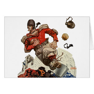 Vintage Sports Football Quarterback Player Running