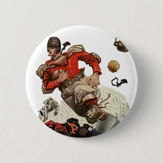 Vintage Sports Football Quarterback Player Running 6 Cm Round Badge