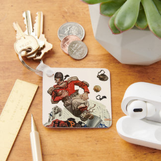 Vintage Sports Football Quarterback Player Running Key Ring