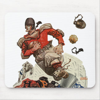 Vintage Sports Football Quarterback Player Running Mouse Mat