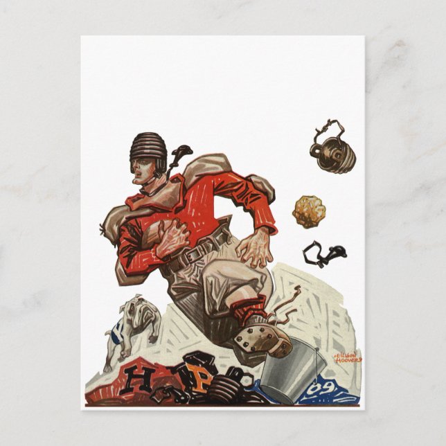 Vintage Sports Football Quarterback Player Running Postcard (Front)