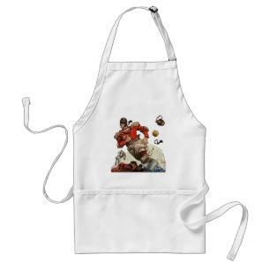 Vintage Sports Football Quarterback Player Running Standard Apron