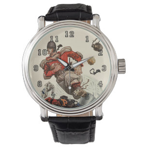 Vintage Sports Football Quarterback Player Running Watch