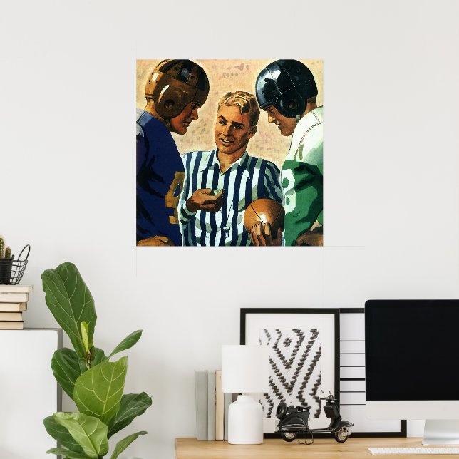 Vintage Sports, Football Referee Coin Toss Poster (Home Office)