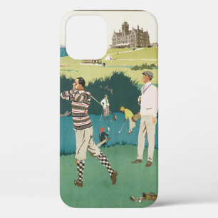 Vintage Sports Golf in Scotland, Golfers Golfing iPhone 12 Case