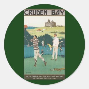 Vintage Sports Golf in Scotland, Golfers Golfing Classic Round Sticker
