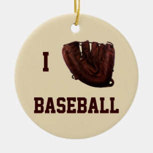 Vintage Sports, I Love Baseball, I Glove Baseball Ceramic Tree Decoration