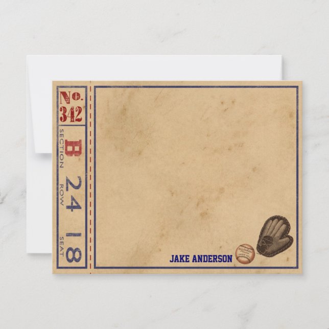 Vintage Sports Personalised Note Cards - Baseball (Front)