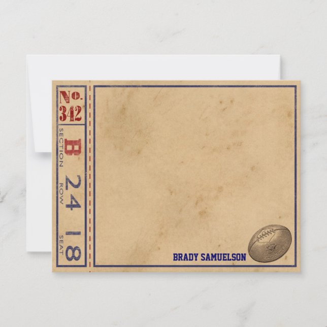 Vintage Sports Personalised Note Cards - Football (Front)