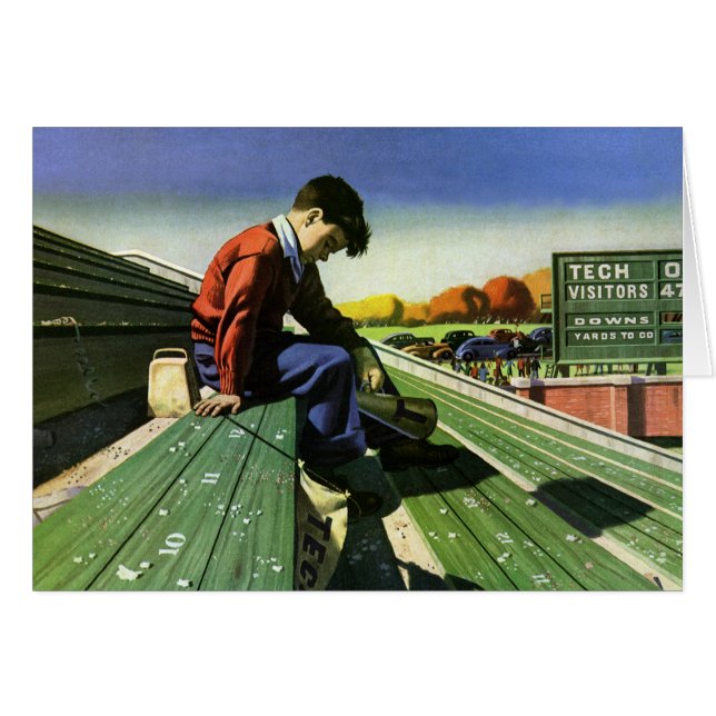 Vintage Sports, Sad Football Fan with Megaphone (Front Horizontal)