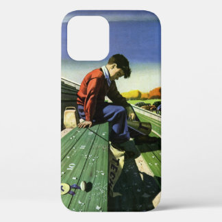 Vintage Sports, Sad Football Fan with Megaphone iPhone 12 Case