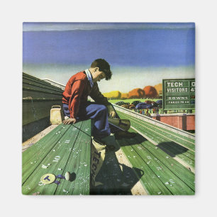 Vintage Sports, Sad Football Fan with Megaphone Magnet