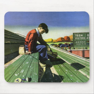 Vintage Sports, Sad Football Fan with Megaphone Mouse Mat