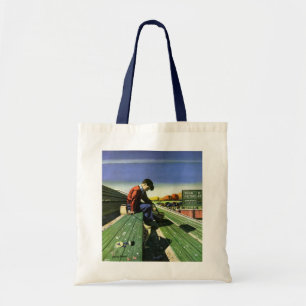 Vintage Sports, Sad Football Fan with Megaphone Tote Bag