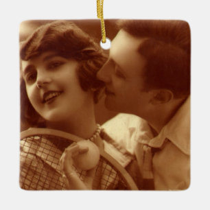 Vintage Sports Tennis, Love and Romance Ceramic Ornament