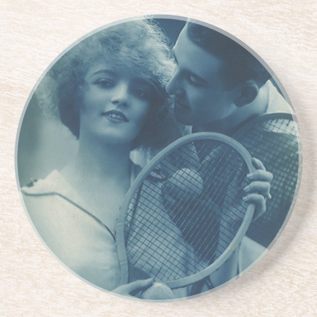 Vintage Sports Tennis, Love and Romance Coaster (Front)