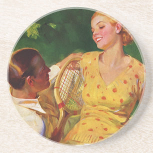 Vintage Sports Tennis, Love and Romance Coaster