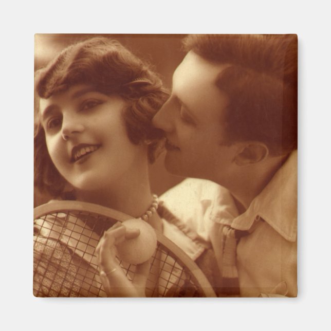 Vintage Sports Tennis, Love and Romance Magnet (Front)