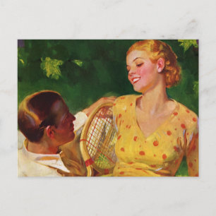Vintage Sports Tennis, Love and Romance Postcard