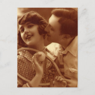 Vintage Sports Tennis, Love and Romance Postcard