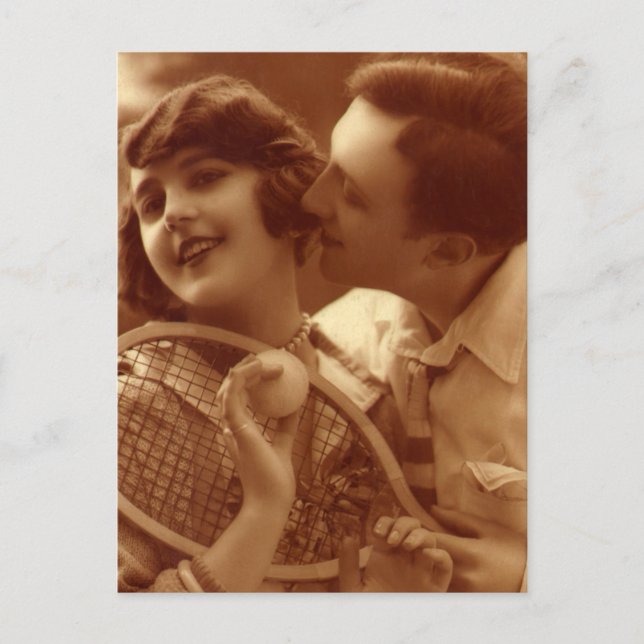 Vintage Sports Tennis, Love and Romance Postcard (Front)