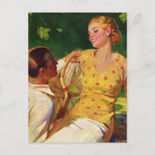 Vintage Sports Tennis, Love and Romance Postcard