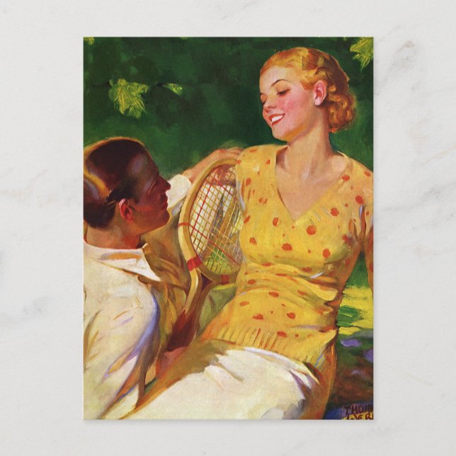 Vintage Sports Tennis, Love and Romance Postcard (Front)