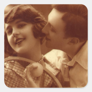 Vintage Sports Tennis, Love and Romance Square Sticker
