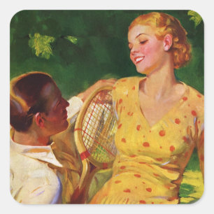 Vintage Sports Tennis, Love and Romance Square Sticker