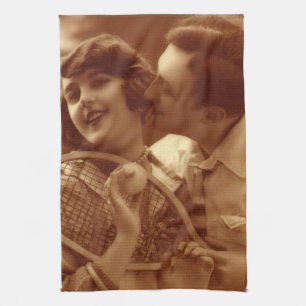 Vintage Sports Tennis, Love and Romance Tea Towel