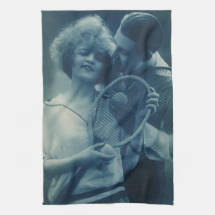 Vintage Sports Tennis, Love and Romance Tea Towel