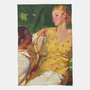 Vintage Sports Tennis, Love and Romance Tea Towel