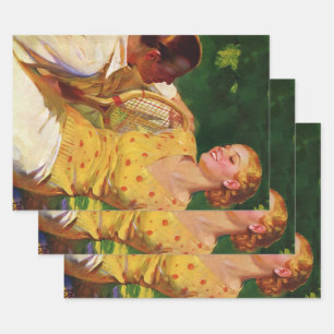 Vintage Sports Tennis, Love and Romance Wrapping Paper Sheet