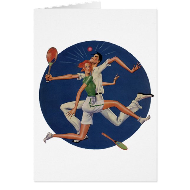 Vintage Sports, Tennis Players Crash with Rackets (Front)