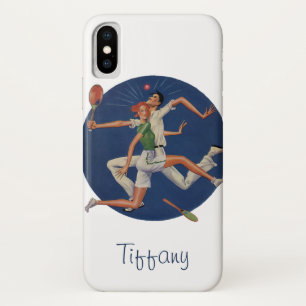 Vintage Sports, Tennis Players Crash with Rackets iPhone X Case