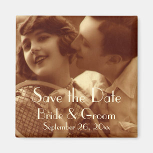 Vintage Sports Tennis, Wedding Save the Date Magnet