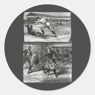 Vintage Sports, Victorian Women's Baseball Teams Classic Round Sticker