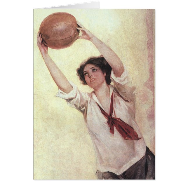 Vintage Sports, Woman Basketball Player with Ball (Front)