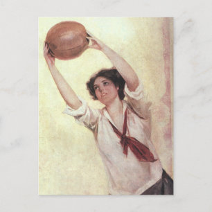 Vintage Sports, Woman Basketball Player with Ball Postcard