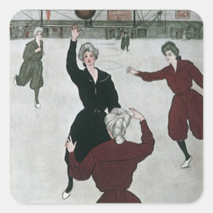 Vintage Sports, Women's Basketball Players in Game Square Sticker