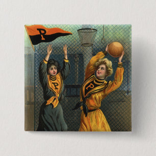 Vintage Sports, Women's Basketball Team at Game 15 Cm Square Badge