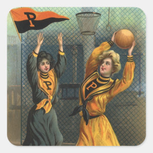 Vintage Sports, Women's Basketball Team at Game Square Sticker