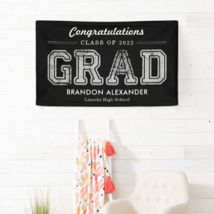 Vintage Sporty EDITABLE COLOR Graduation Banner